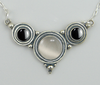 Sterling Silver Gemstone Necklace With White Moonstone